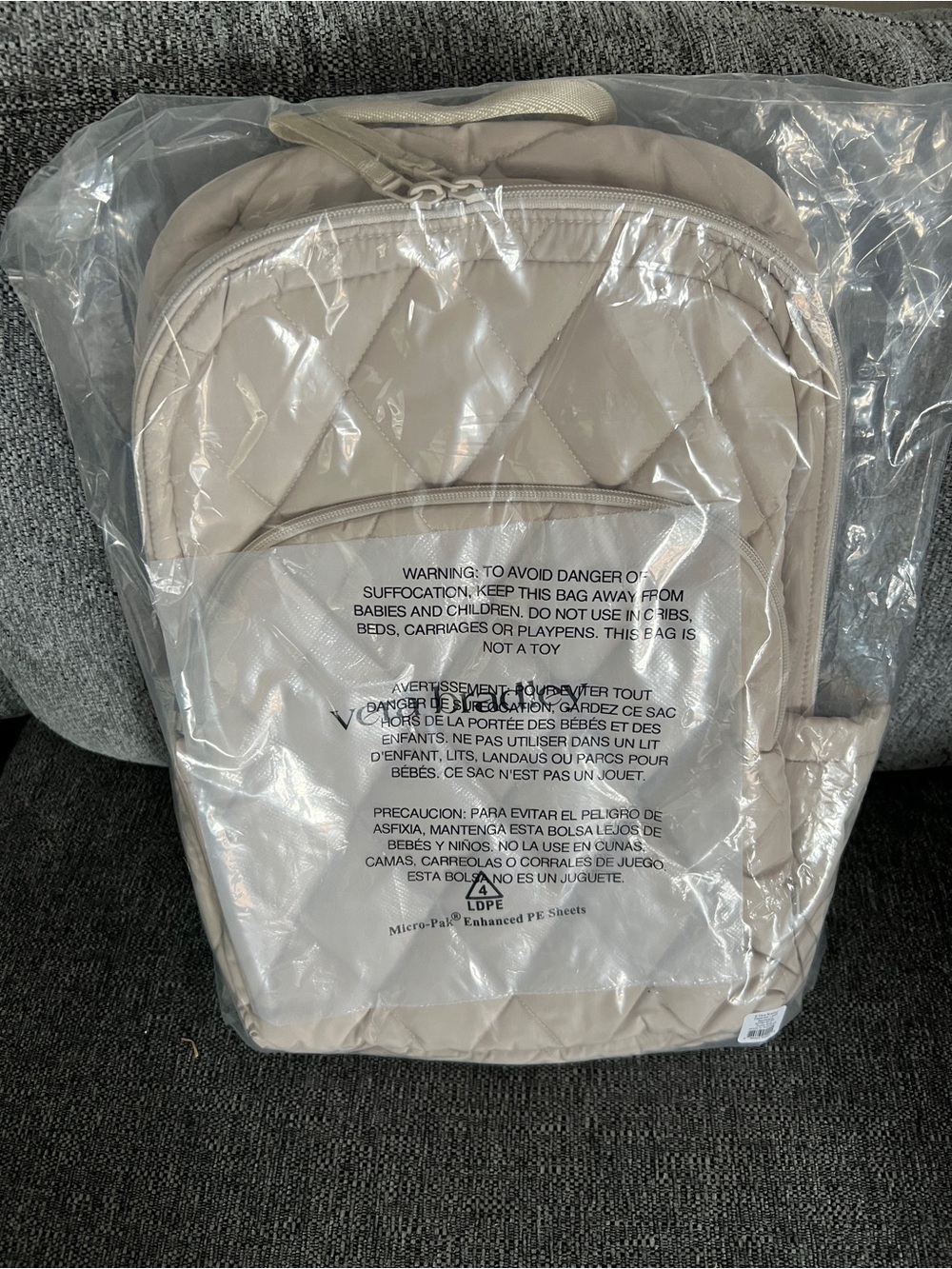 Vera Bradley Quilted Cream Backpack - Picture 4 of 8
